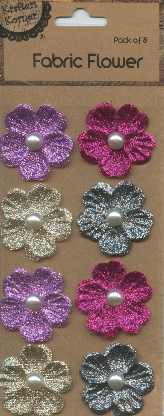 Craft Fabric Flowers - 4 Colours - Pack #1