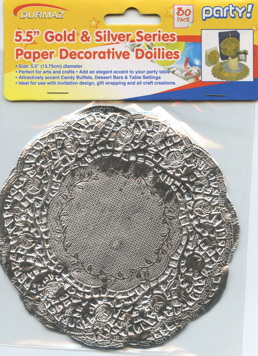 Silver Paper Decorative Doilies 5.5" 30pk