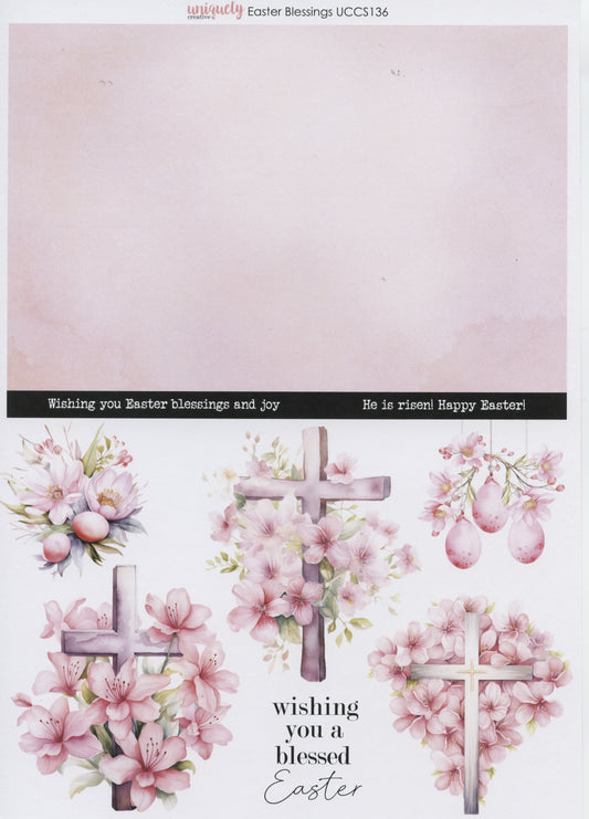 Cut-a-parts Card Toppers - Easter Blessings He is Risen - 1 sheet