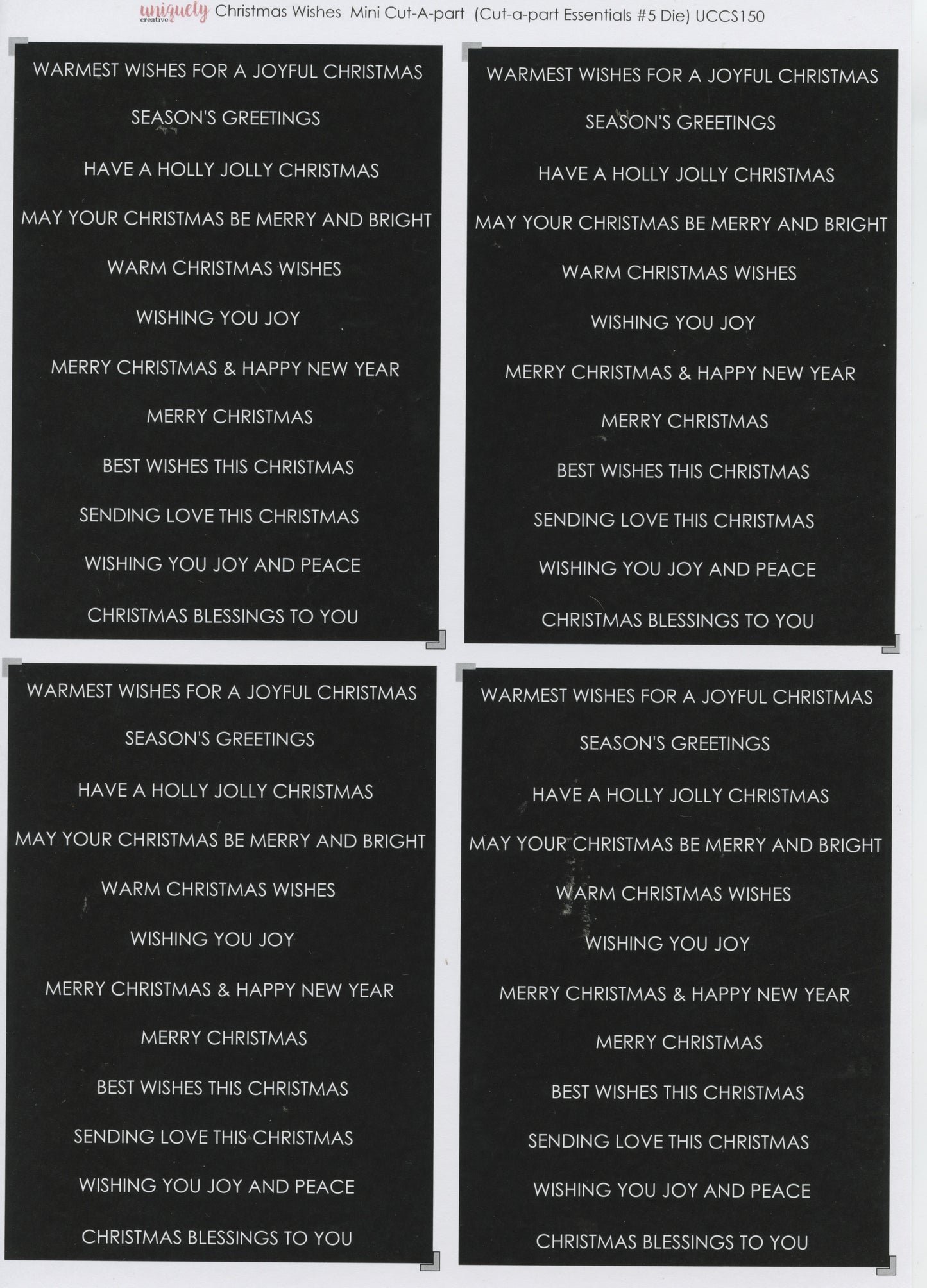 Cut-a-parts Card Toppers - Christmas Wishes (Wording) - 1 sheet