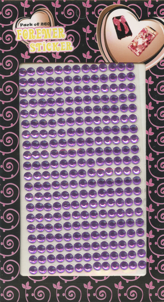 Rhinestone Stickers - Mauve - 260 pc - 5mm