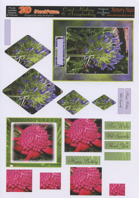 3D Cuttables Card Toppers - Mixed Greetings & Flowers - 1 Sheet