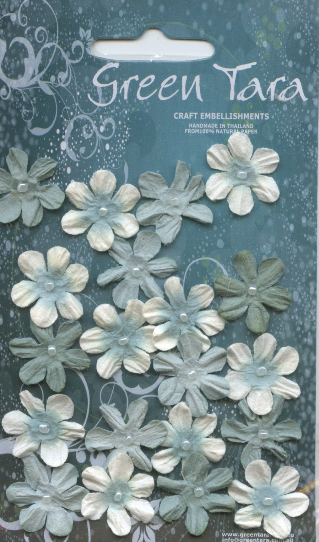 Mini Flowers - Blue with Pearl centre - 20 pk