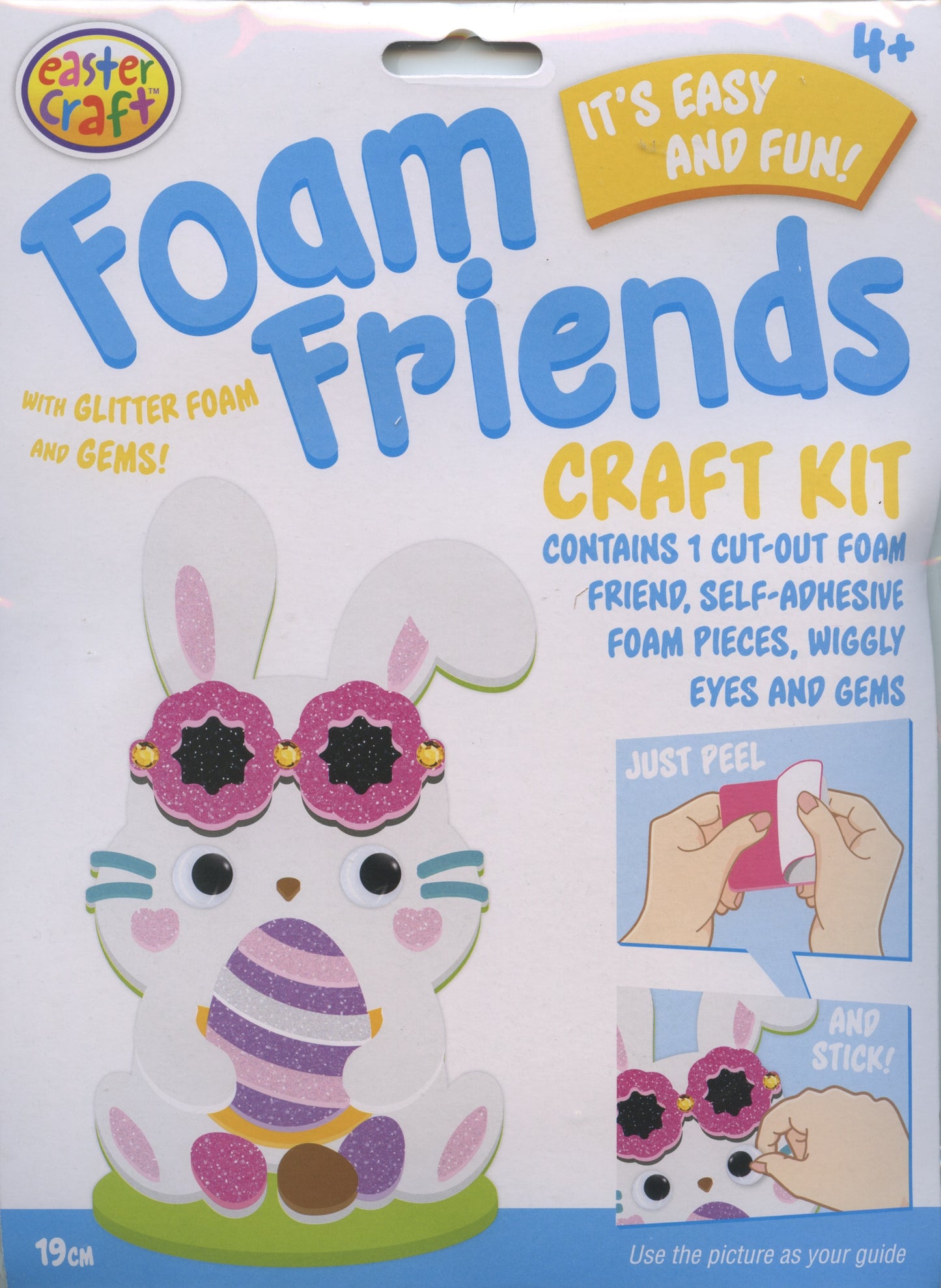 Foam Friends Craft Kit - Just Peel and Stick - Easter Rabbit and Egg - Makes 1