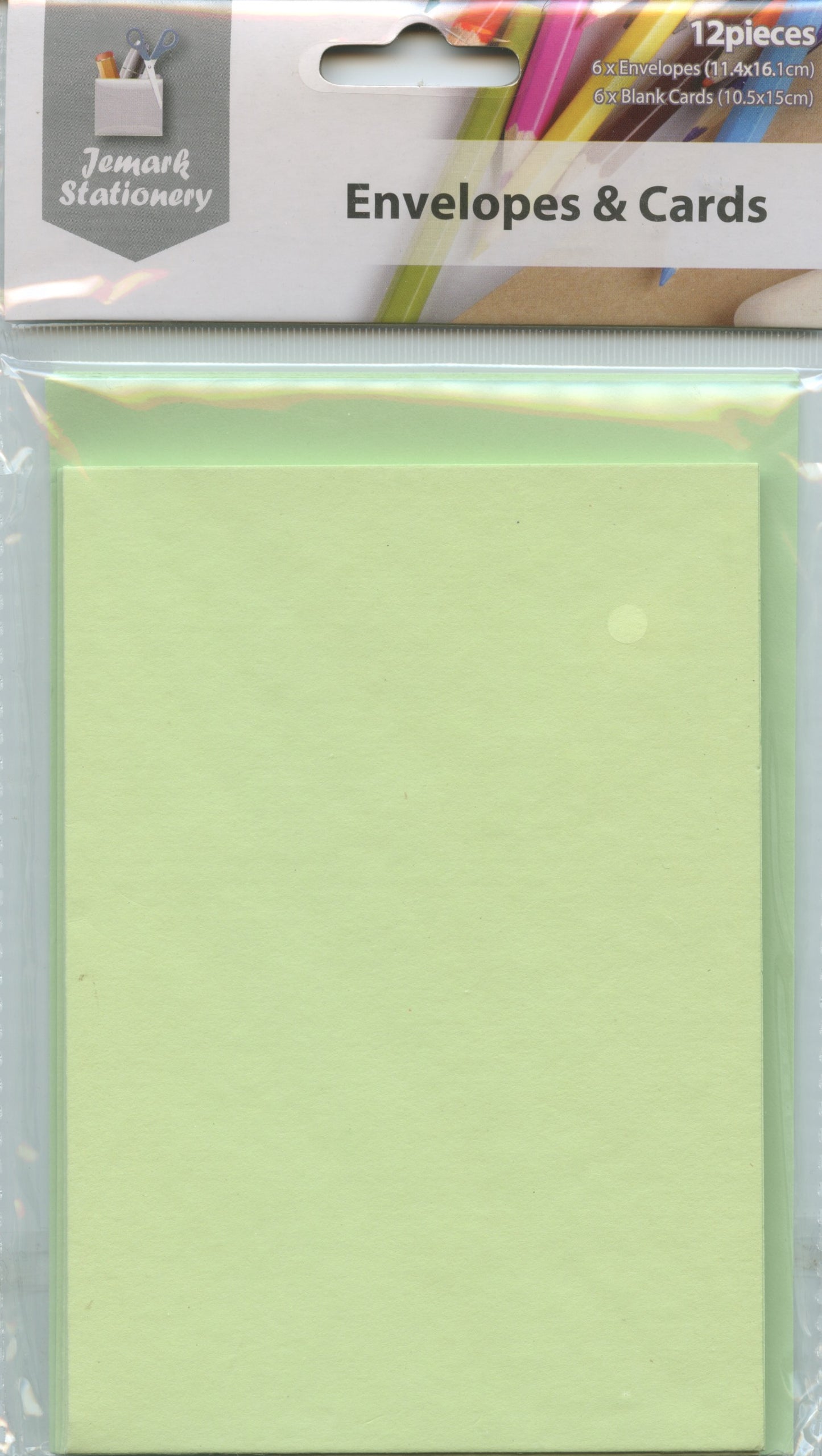 Envelopes and Cards C6 - 6 sets - 12 pieces- Light Green