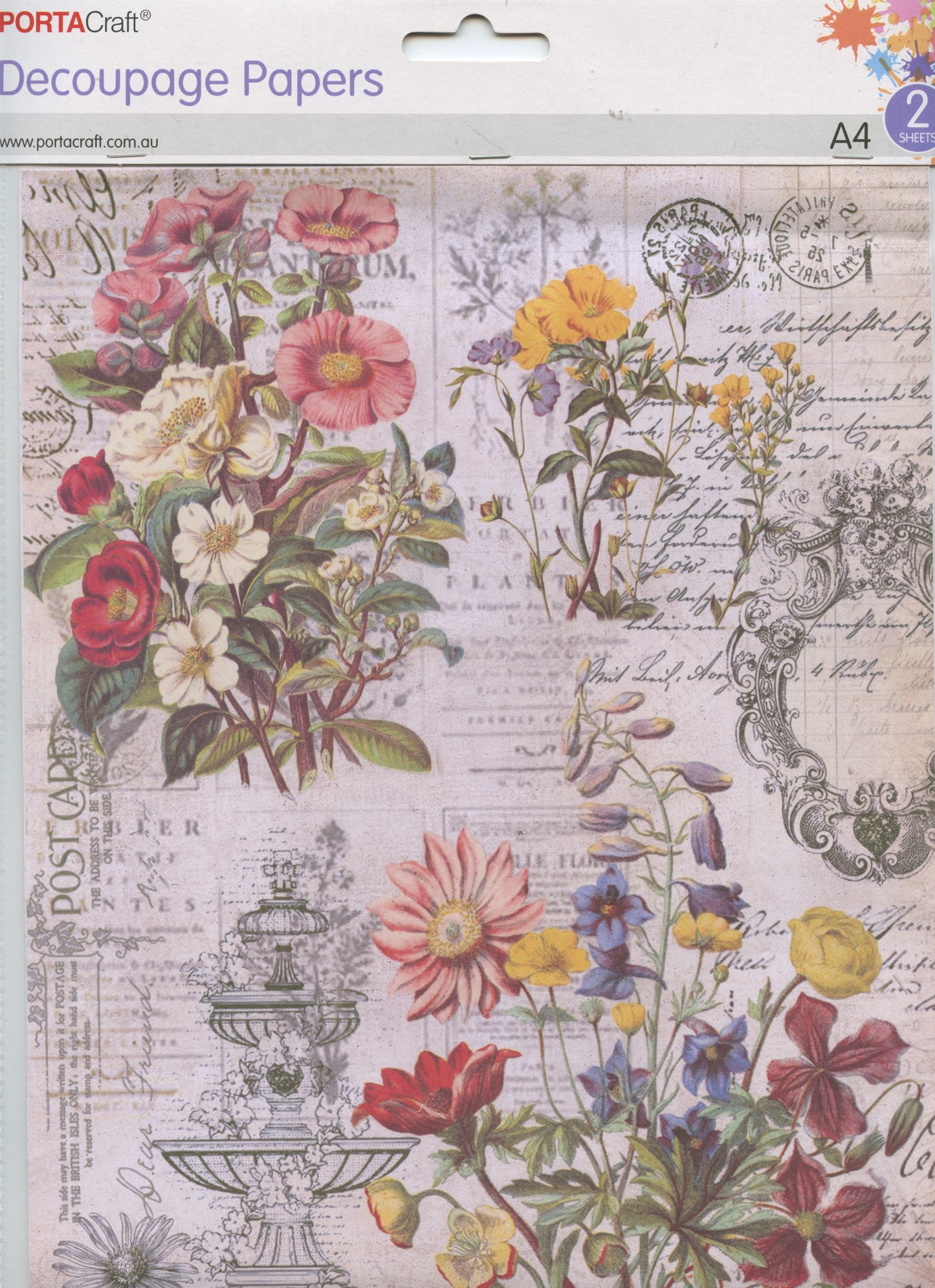 Decoupage Paper - Mix of Flowers - A4 - 2 Sheets