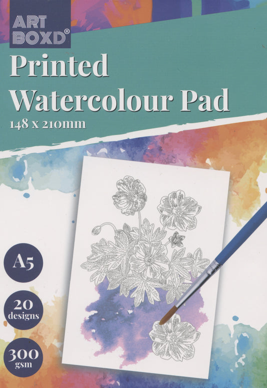 Printed A5 Watercolour Pad - 148x210mm - 20 designs