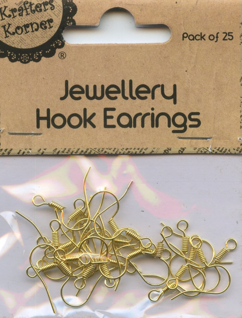 Jewellery Hook Earrings - Gold - Pack of 25