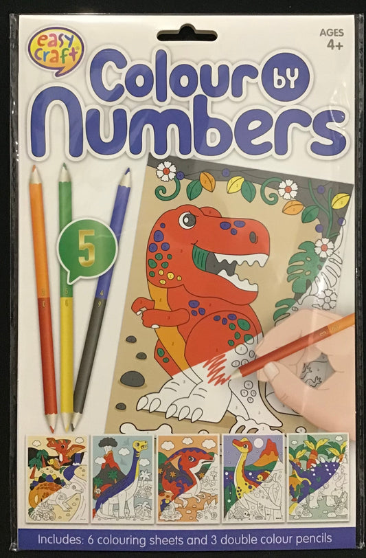 Colour by Numbers - Dinosaurs - 6 pk