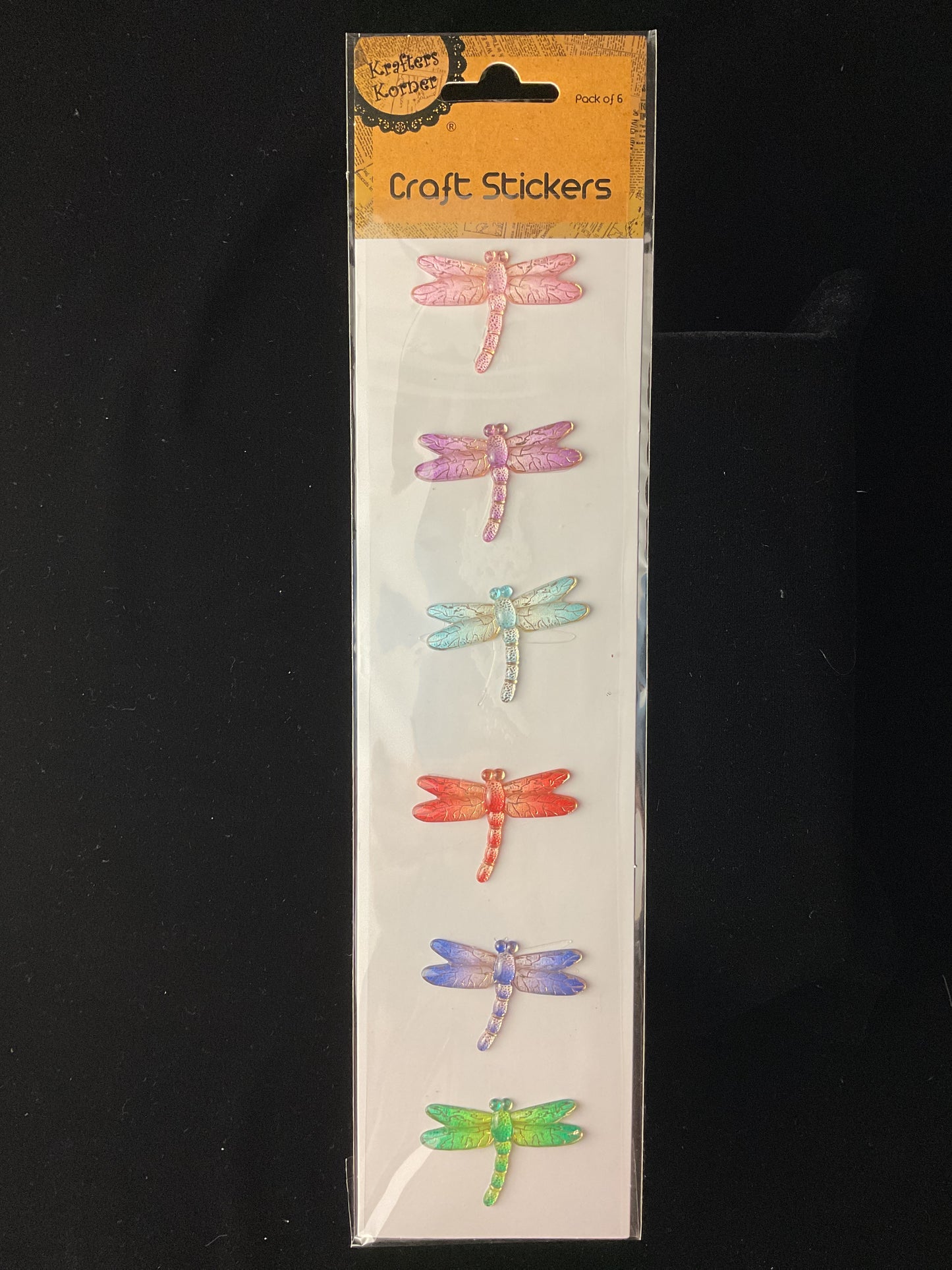 Craft Stickers - Gold Embossed Metallic - Dragonflies - 6pk