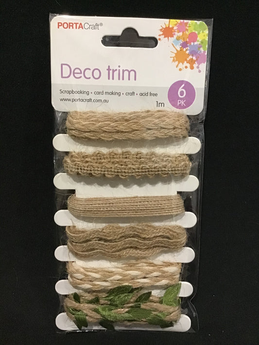 Burlap Deco Trim - Natural - 1m lengths - 6 pk