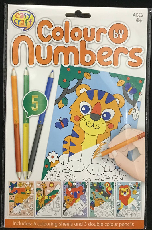 Colour by Numbers - Animals - 6 pk