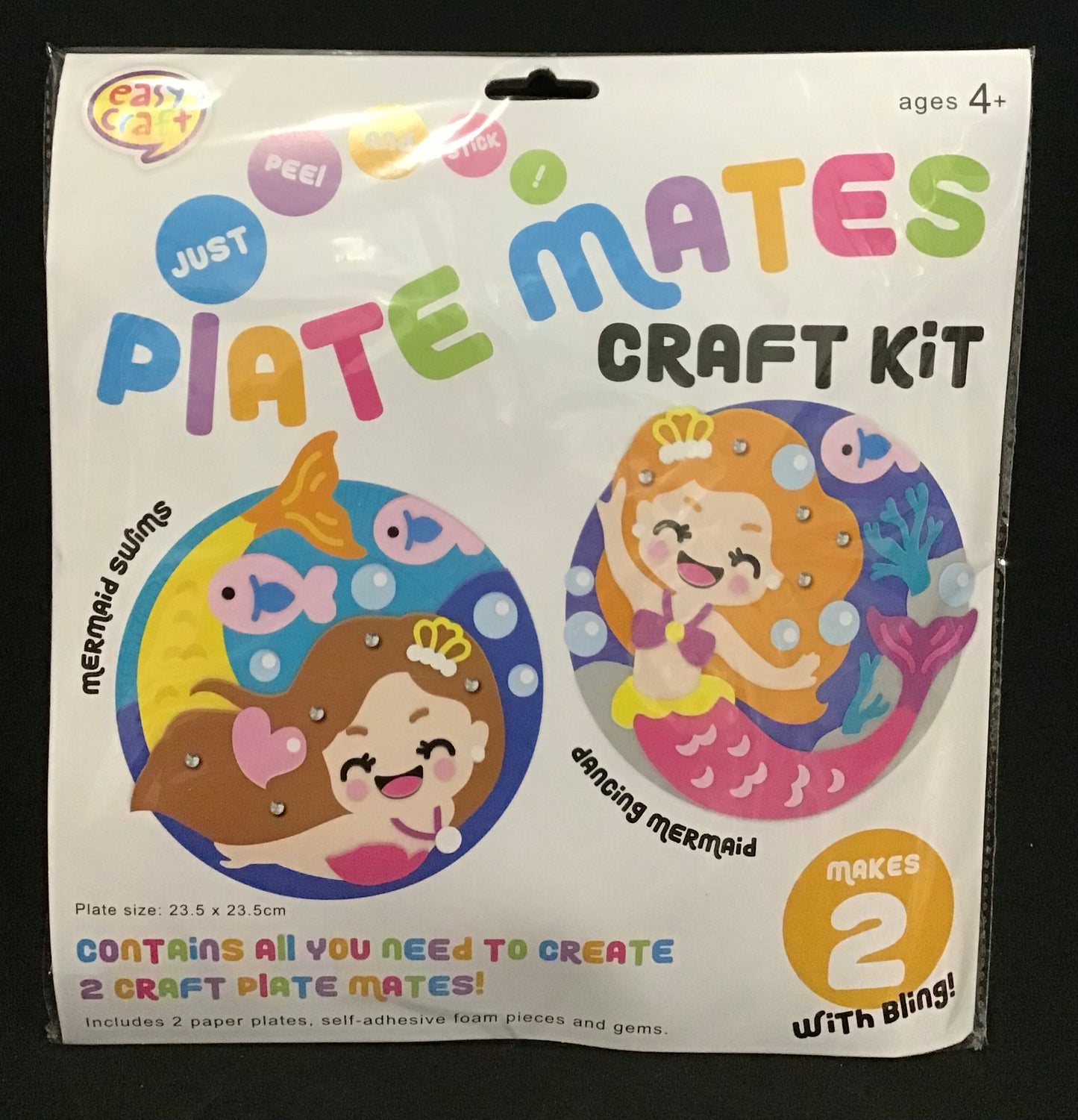 Plate Mates Craft Kit - Just Peel and Stick - Mermaid Theme - Makes 2