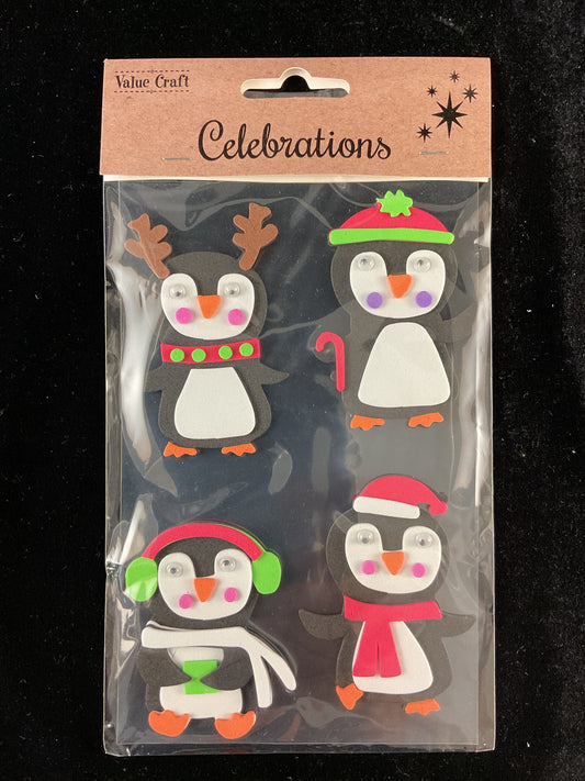Christmas Celebrations Foam Penguins Stickers 4pk