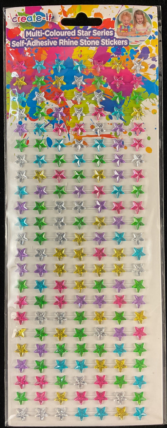 Multi-coloured Star Series Self-Adhesive Rhinestone Stickers 161 pc