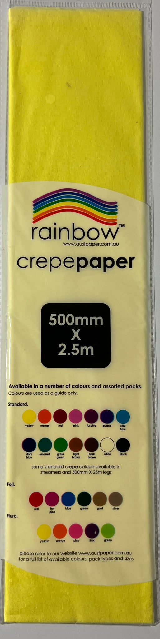 Crepe Paper - Pale Yellow - 500mm x 2.5m - One Sheet