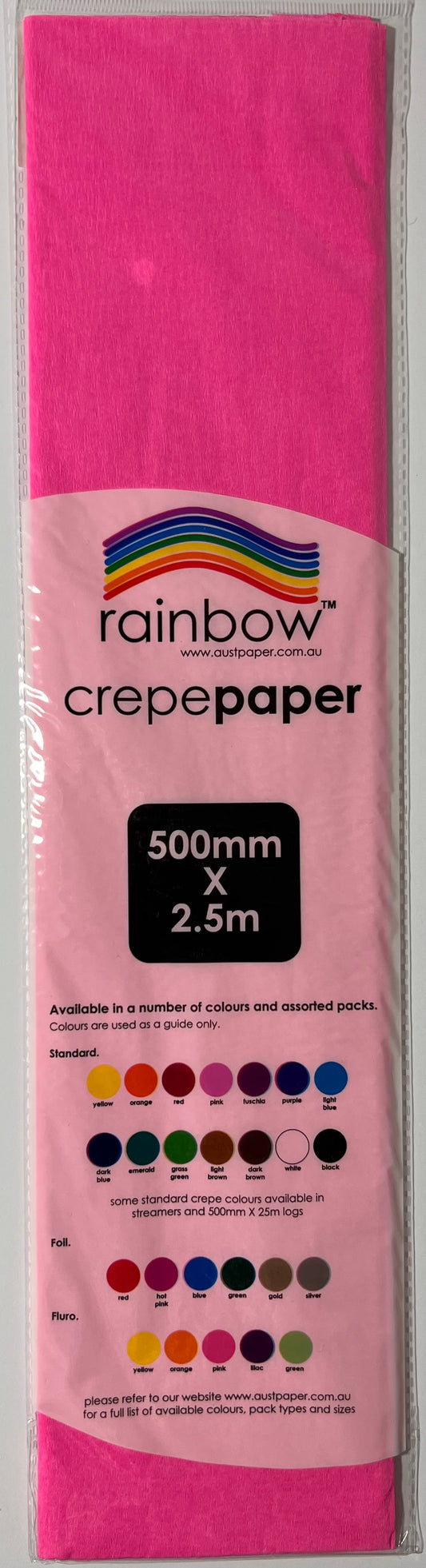 Crepe Paper - Fluro Pink - 500mm x 2.5m
