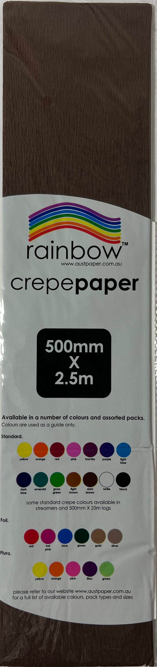 Crepe Paper - Dark Brown - 500mm x 2.5m - One Sheet