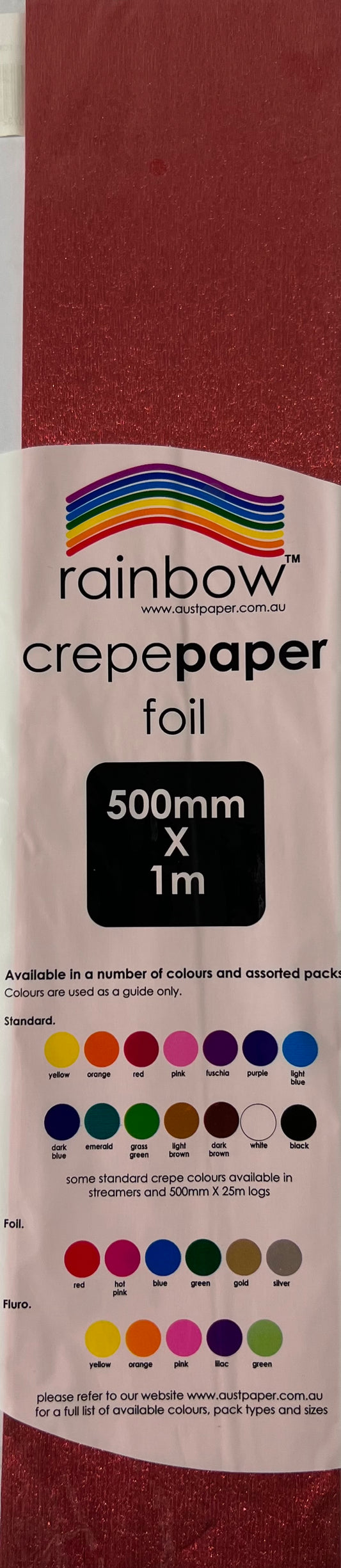 Crepe Paper Foil - Red - 500mm x 1m