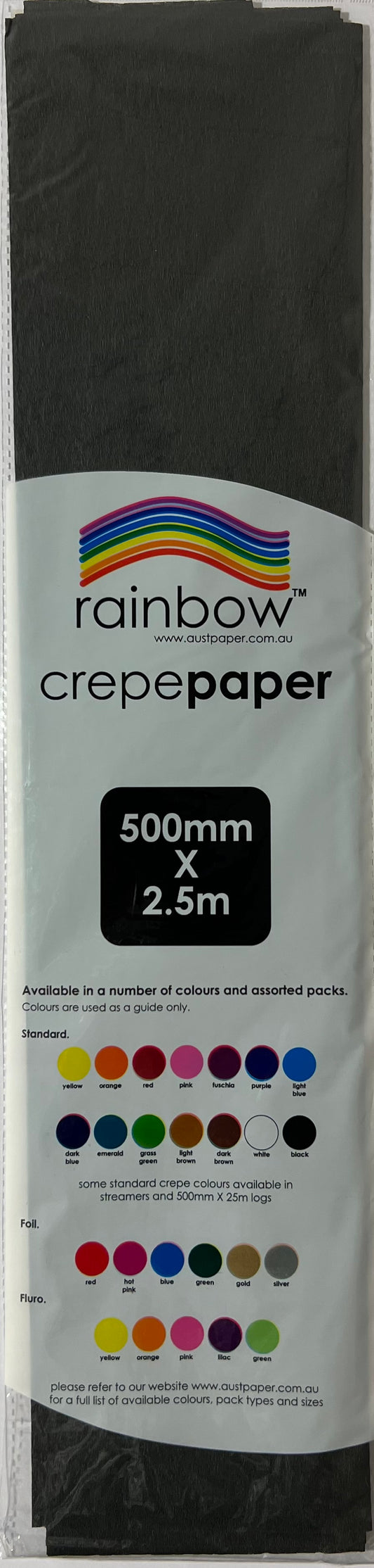 Crepe Paper - Black - 500mm x 2.5m - One Sheet