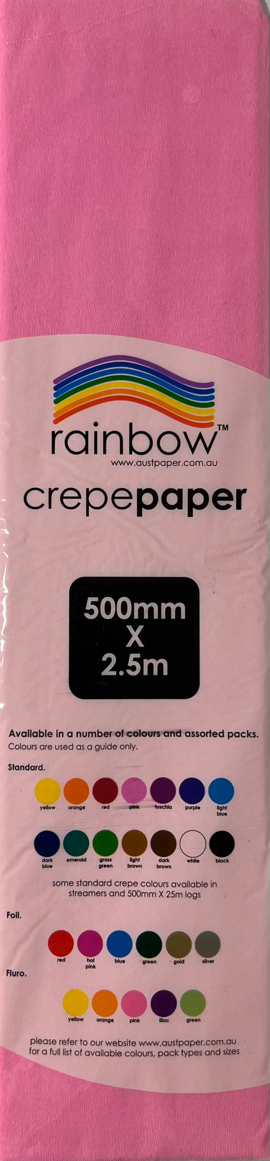 Crepe Paper - Pink - 500mm x 2.5m - One Sheet