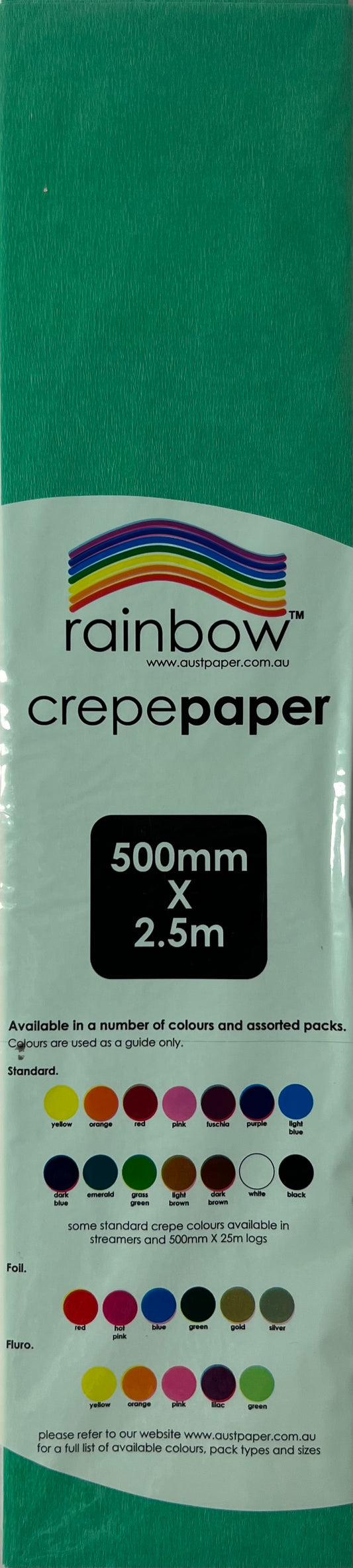Crepe Paper - Grass Green - 500mm x 2.5m - One Sheet