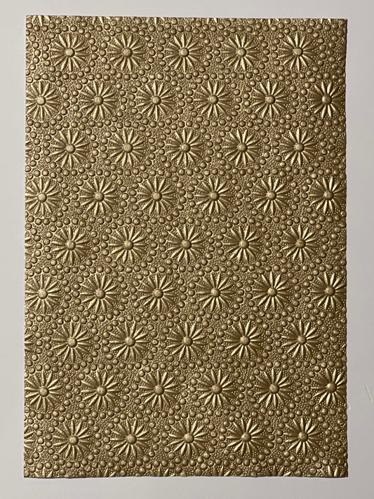 Specialty Paper 1 x Handmade A4 Gold flower Embossed Paper