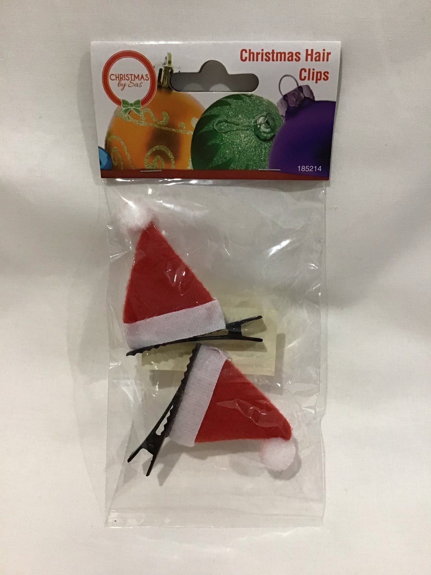 Christmas Hair Clips - Santa Hats - 2 pk