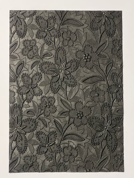 Specialty Paper 1 x Handmade A4 Black Spring Flower Embossed Paper
