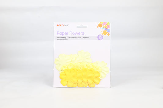 Porta Craft Paper Flowers 3 Shades of Yellow 15pk