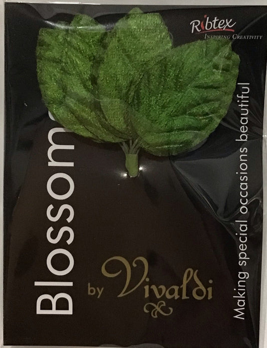 Velvet Medium Rose Leaf - Green - 12 pack