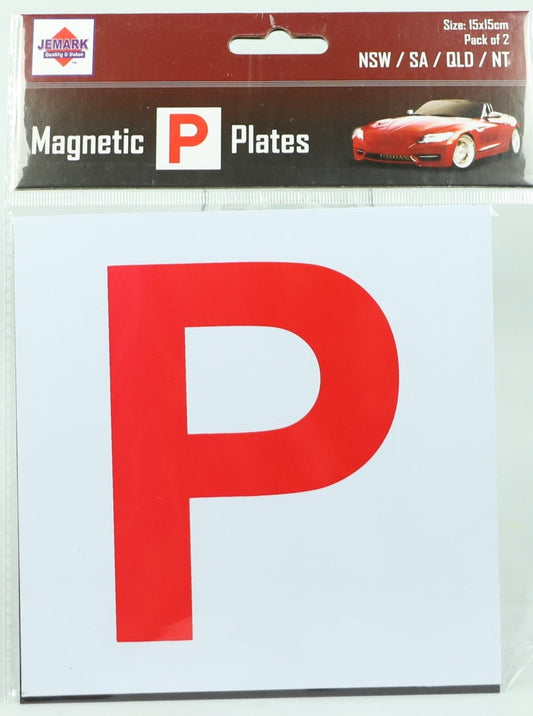 Magnetic P Plates - White/Red - NSW/SA/QLD/NT - Pack of 2