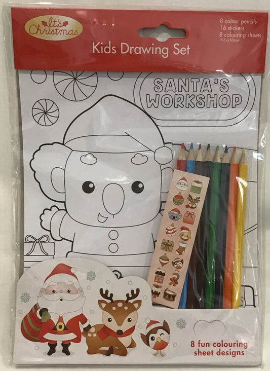 Christmas KidsDrawing/Colouring set - 8 Sheets