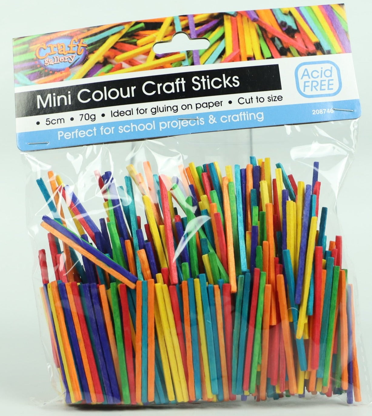 Mini Colour Craft Sticks - 5cm length -  70g