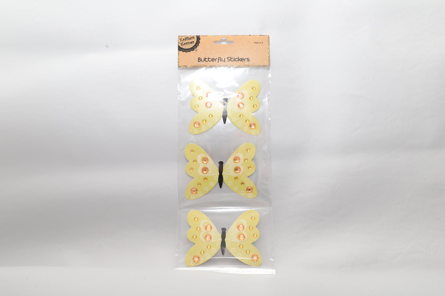 Craft Large Butterfly Stickers 3pk- Yellow