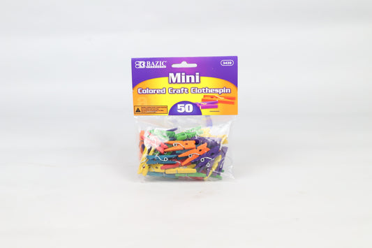 Mini Craft Pegs 50pk Wooden - Multicoloured