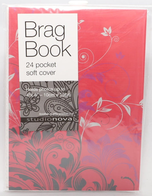Brag Books 24 Pocket Soft Cover- Floral with Red Background