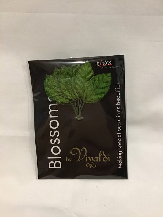 Velvet Mini Rose Leaf - Green - 12 pack