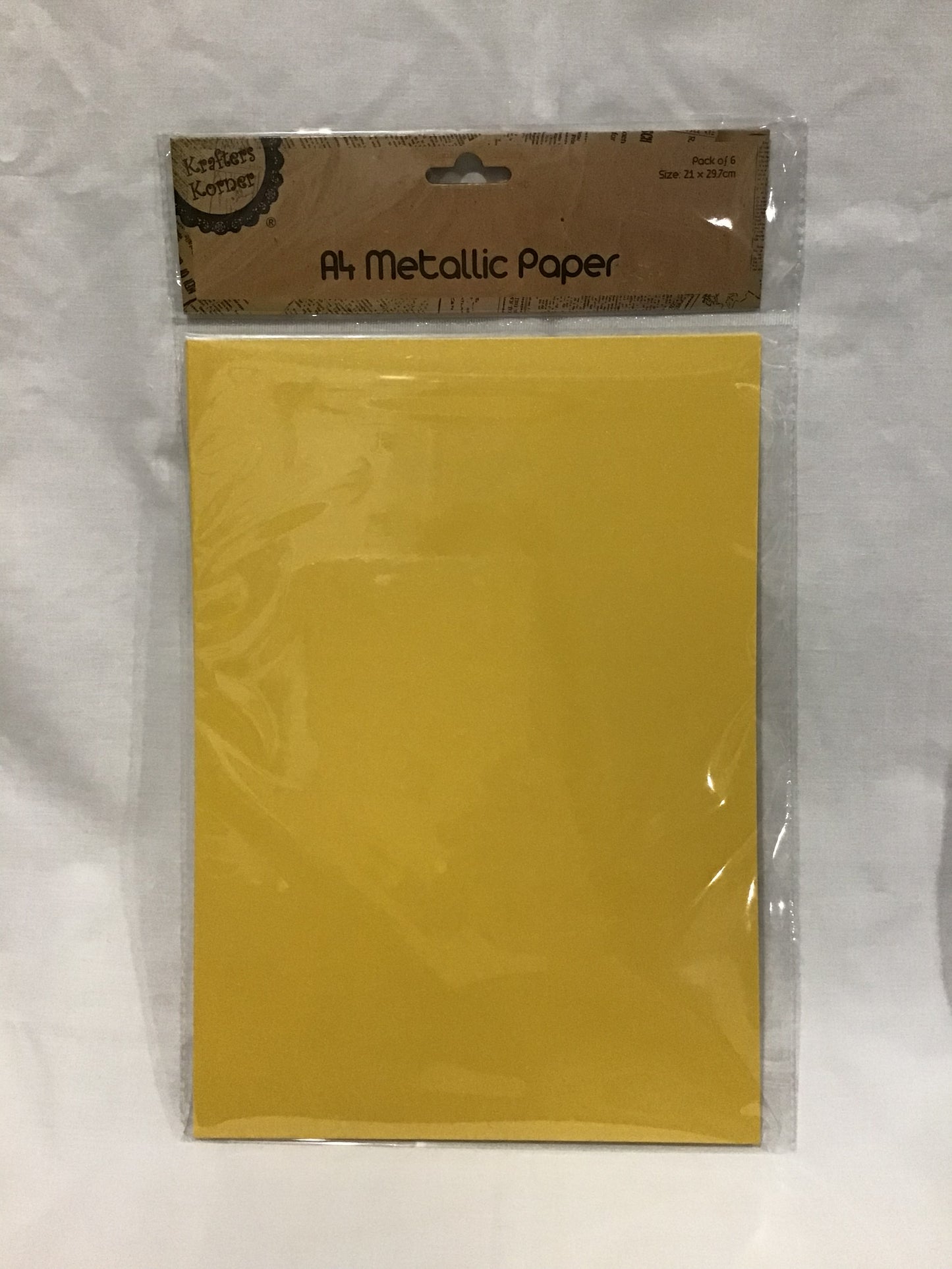 A4 Metallic Paper (Lightweight Card) Pack of 6 - Yellow