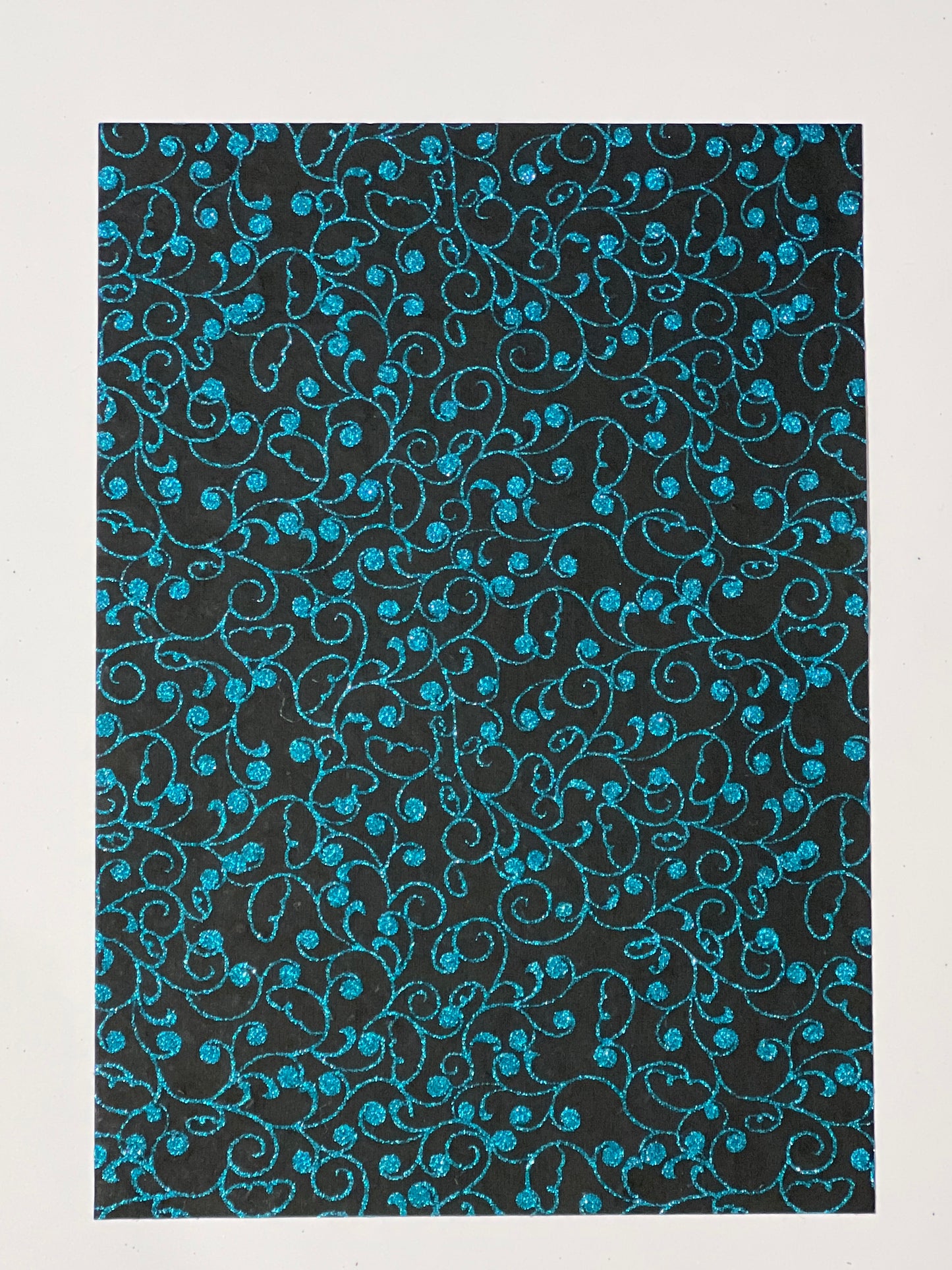 Specialty Paper 3 x  A4 Handmade Black/Teal Glitter Swirls/Circles