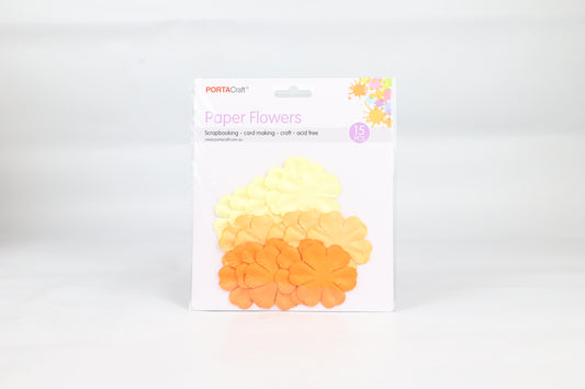 Porta Craft Paper Flowers Yellow and 2 Orange Shades 15pk