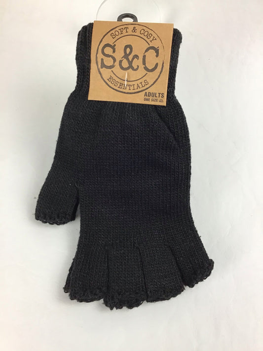 Soft and Cosy Adults Fingerless Gloves - Black - approx 20cm