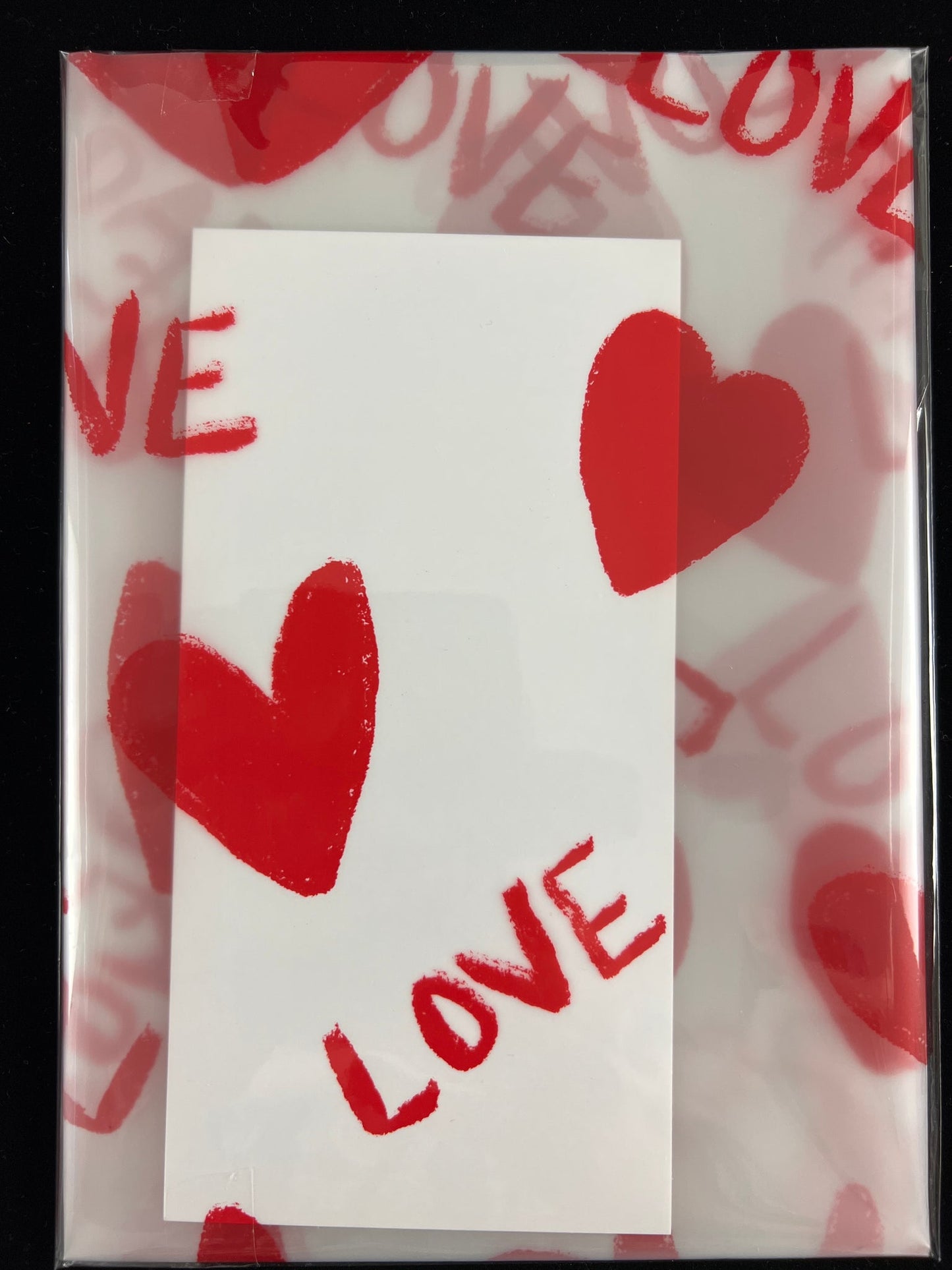 Frosted Cellophane - Red Love and Hearts - 50x70cm