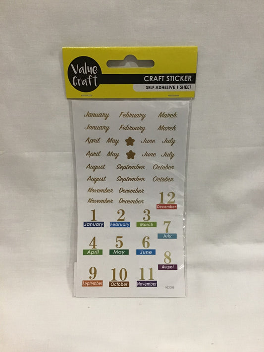 Calendar Craft Sticker - 1 Sheet - 38 pcs