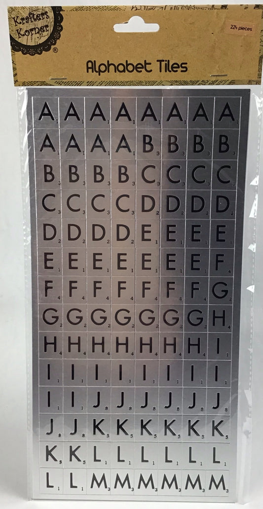 Alphabet Tiles 224 - Silver 20mm x 17mm