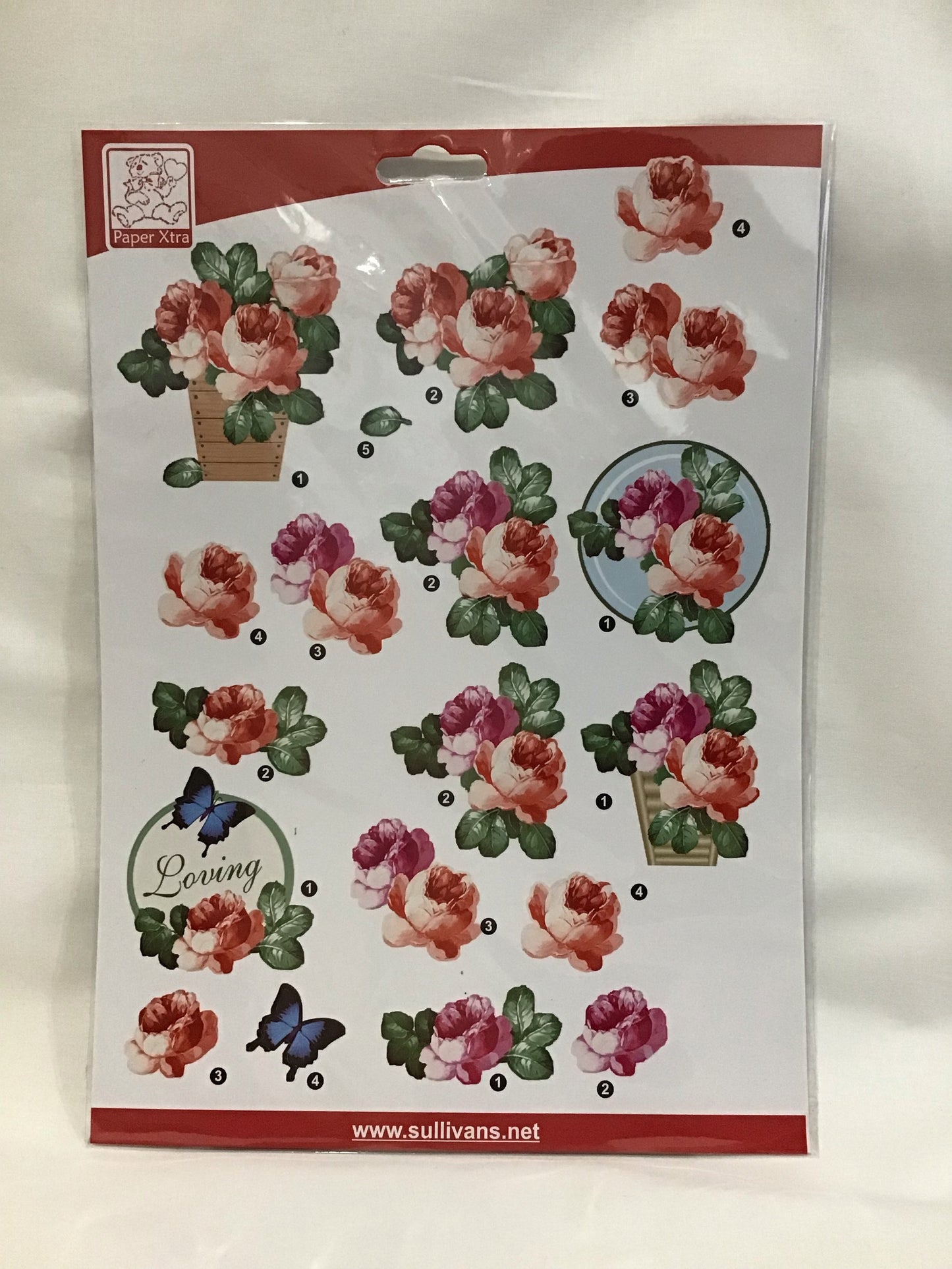 3D Die Cut Pop Out Decoupage Paper - Floral Design - Loving