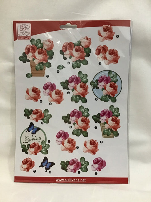 3D Die Cut Pop Out Decoupage Paper - Floral Design - Loving