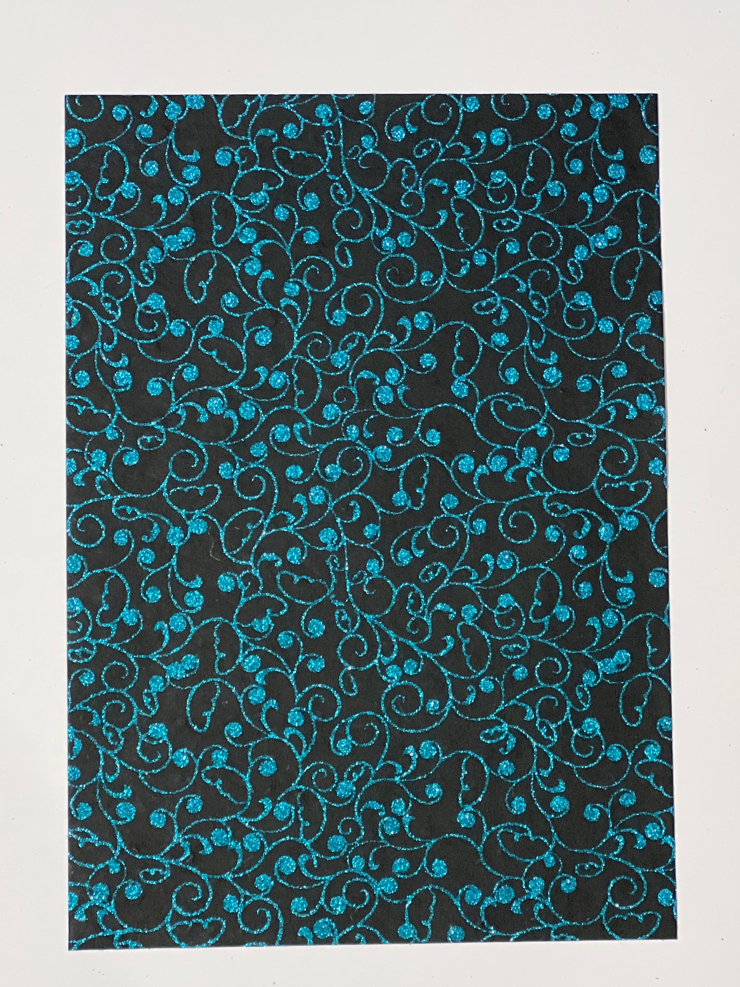 Specialty Paper 1 x  A4 Handmade Black/Teal Glitter Swirls/Circles