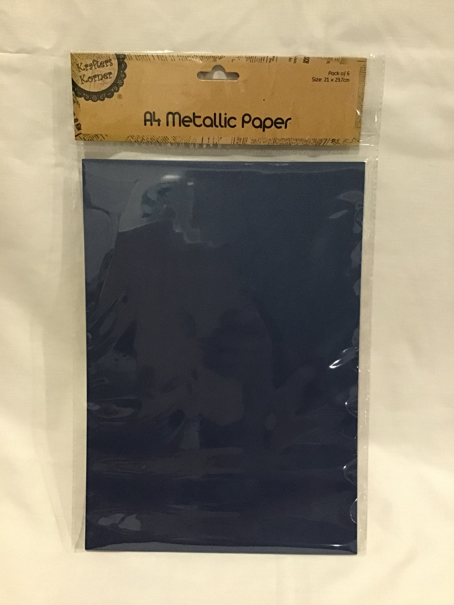 A4 Metallic Paper (Lightweight Card) Pack of 6 - Navy Blue