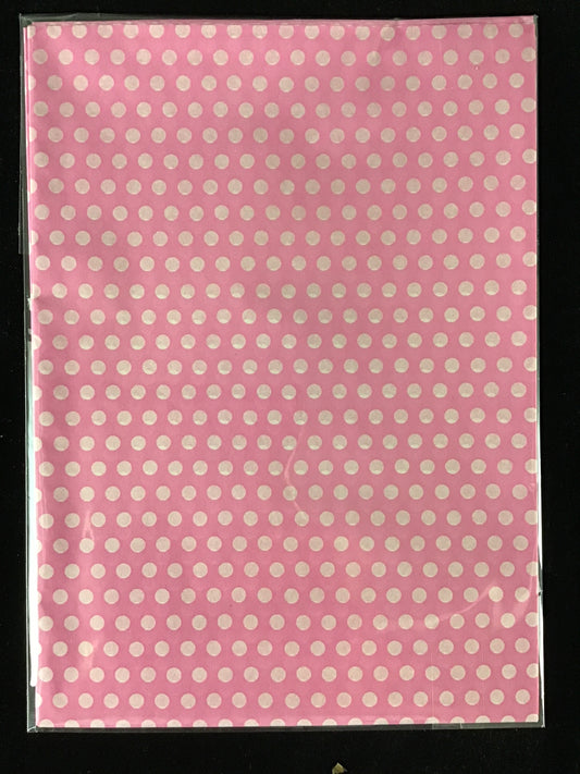 Tissue Paper - Pink with White Spots - 4 Sheets - Each sheet 70cm x 50cm